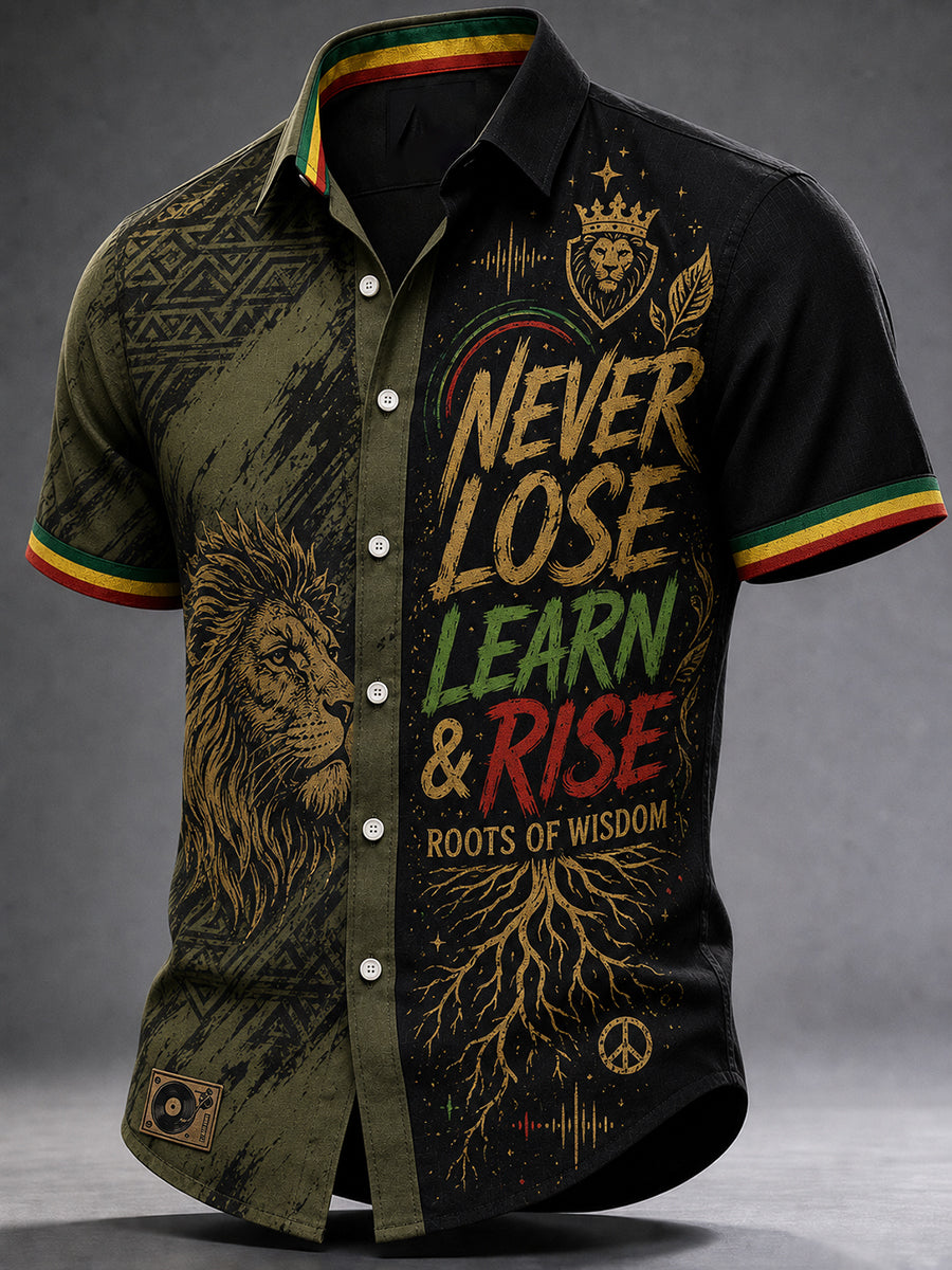 Mænds reggae-fritidsbluse med korte ærmer