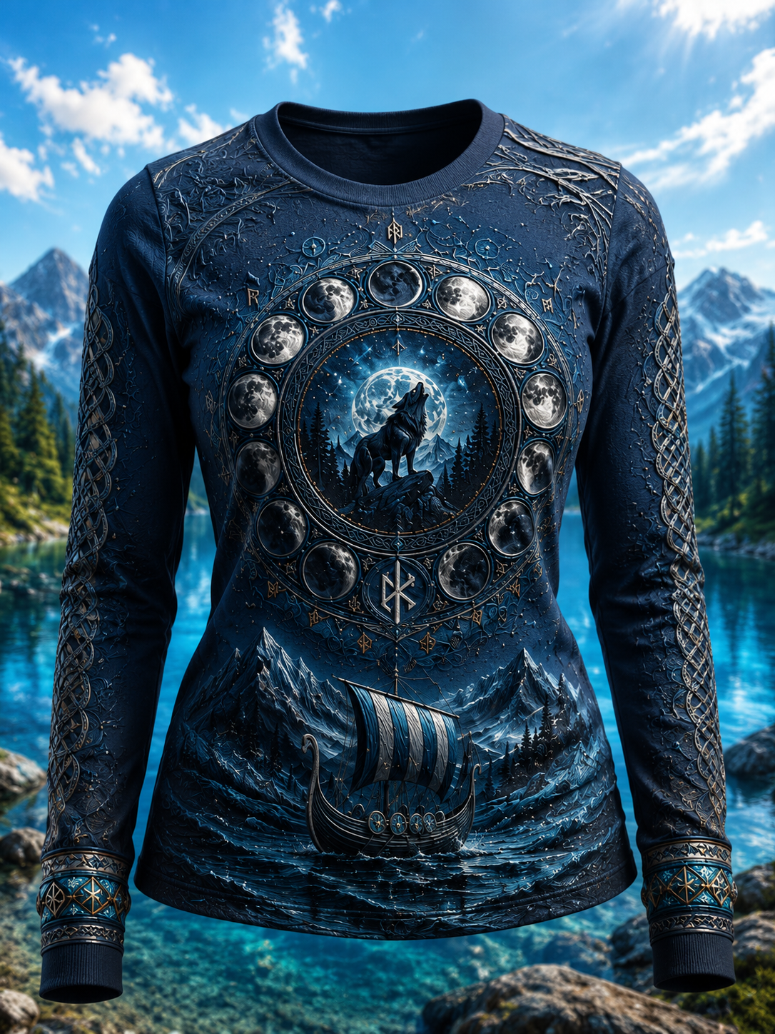 Kvinders Viking rund hals lang ærme T-shirt