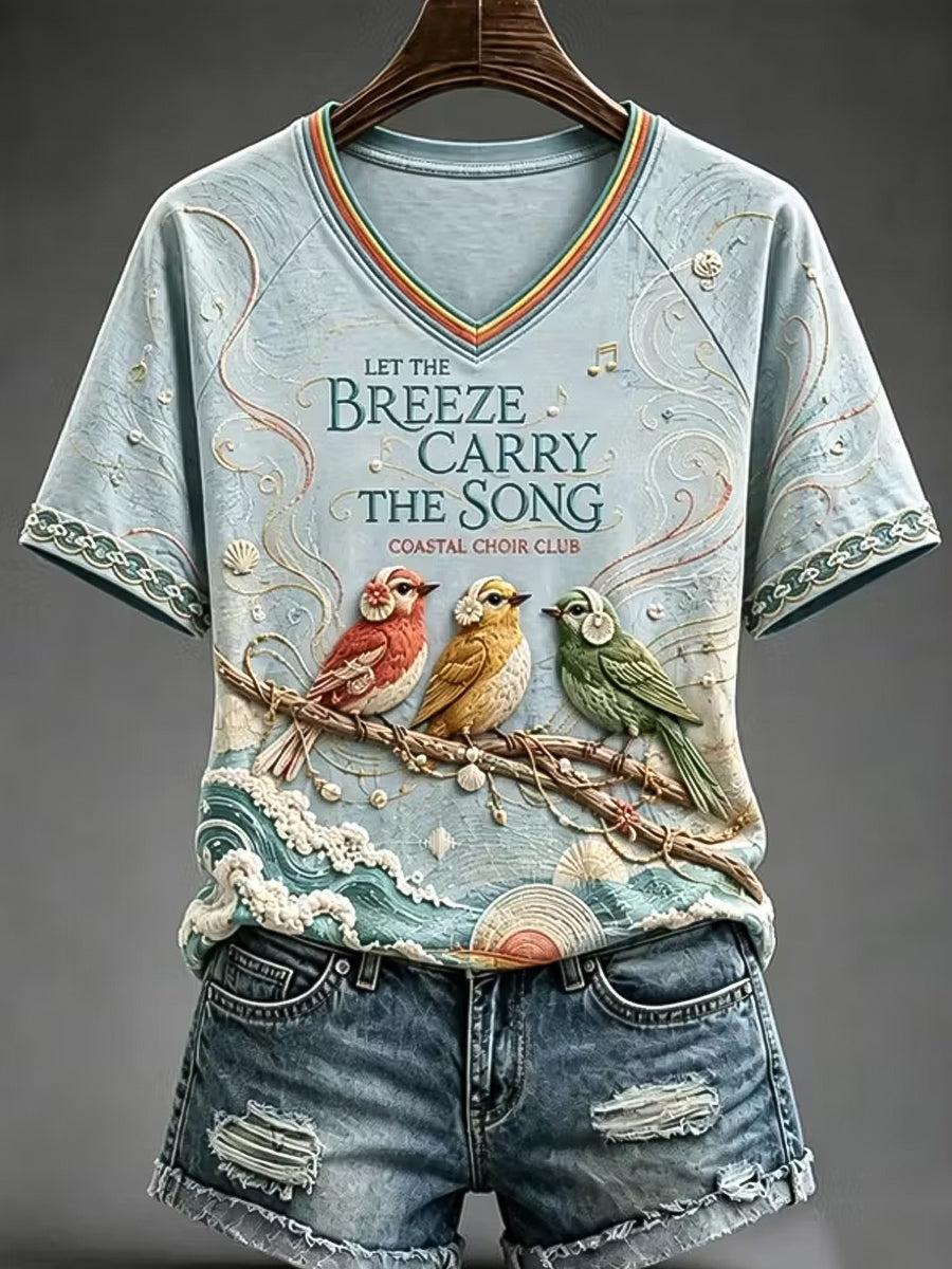 Retro Reggae “Tre små fugle” søde Casual T-shirt
