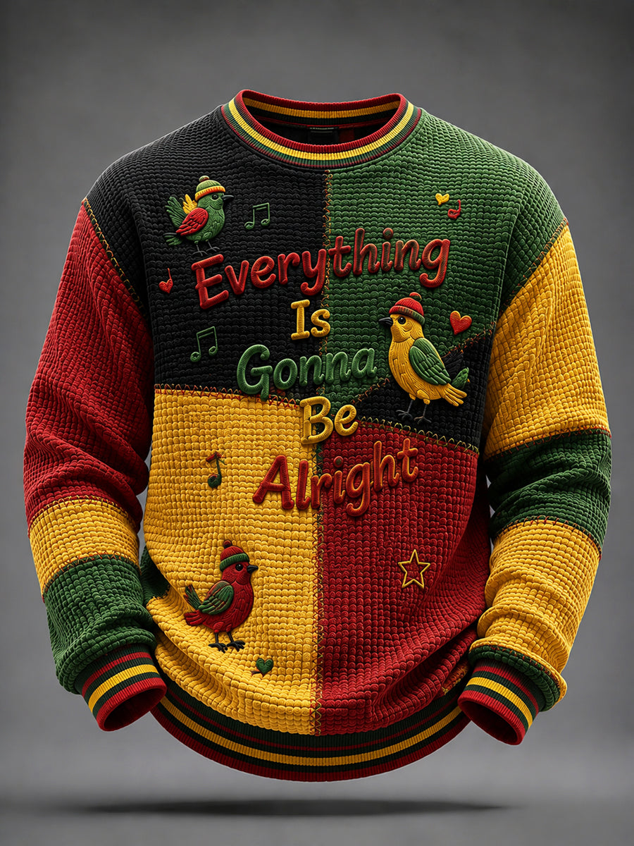 Vintage Reggae musik elsker vaffel-vævning patchwork T-shirt