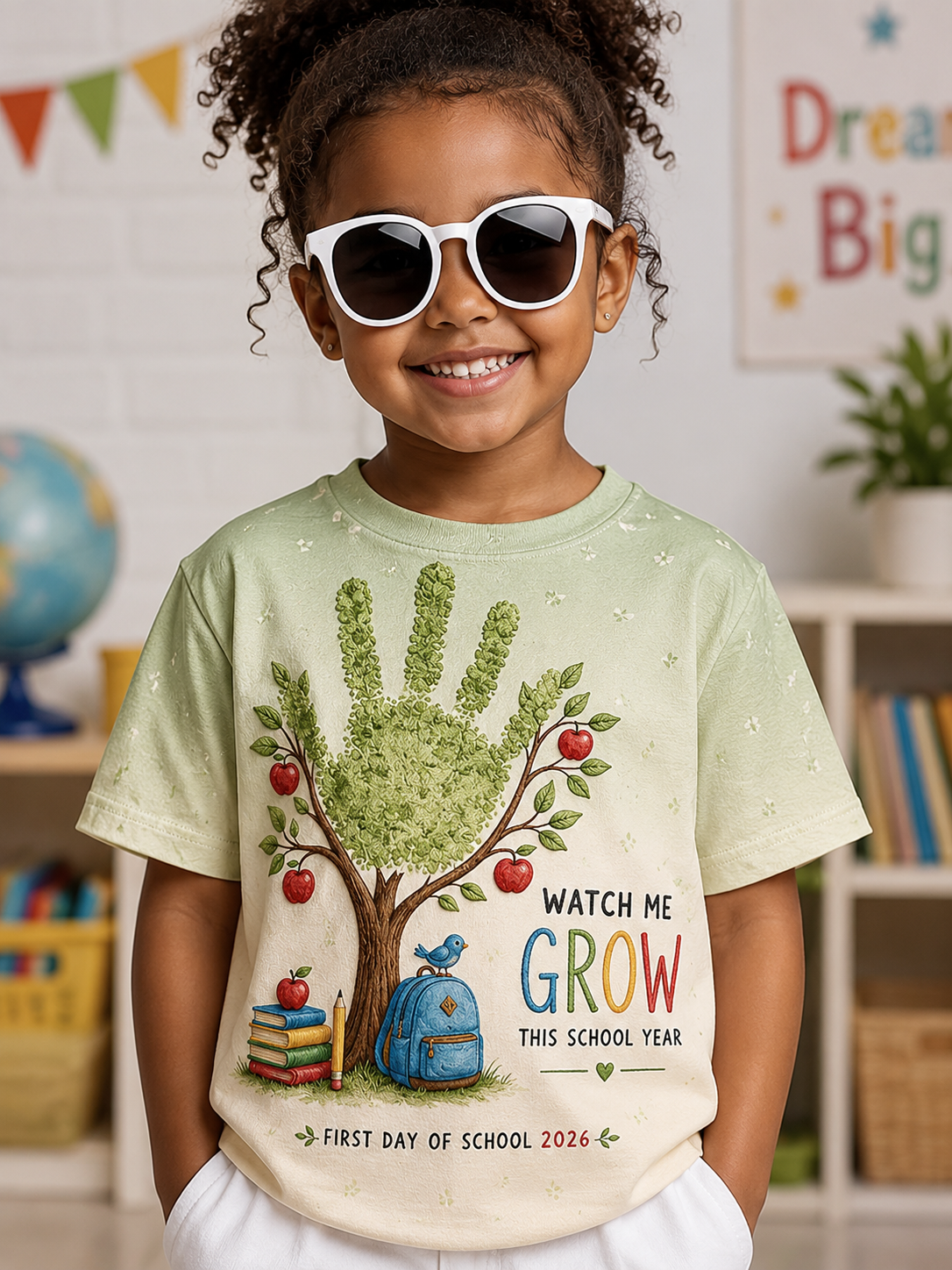 Skolestartssæson print t-shirt med korte ærmer