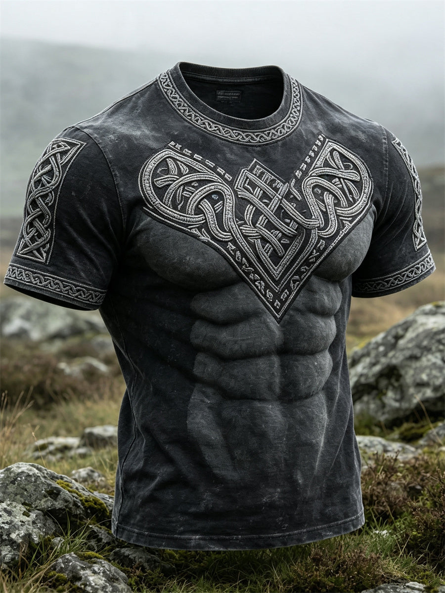 Mænds Vintage Viking Celtic Knud Print korte ærme t-shirte