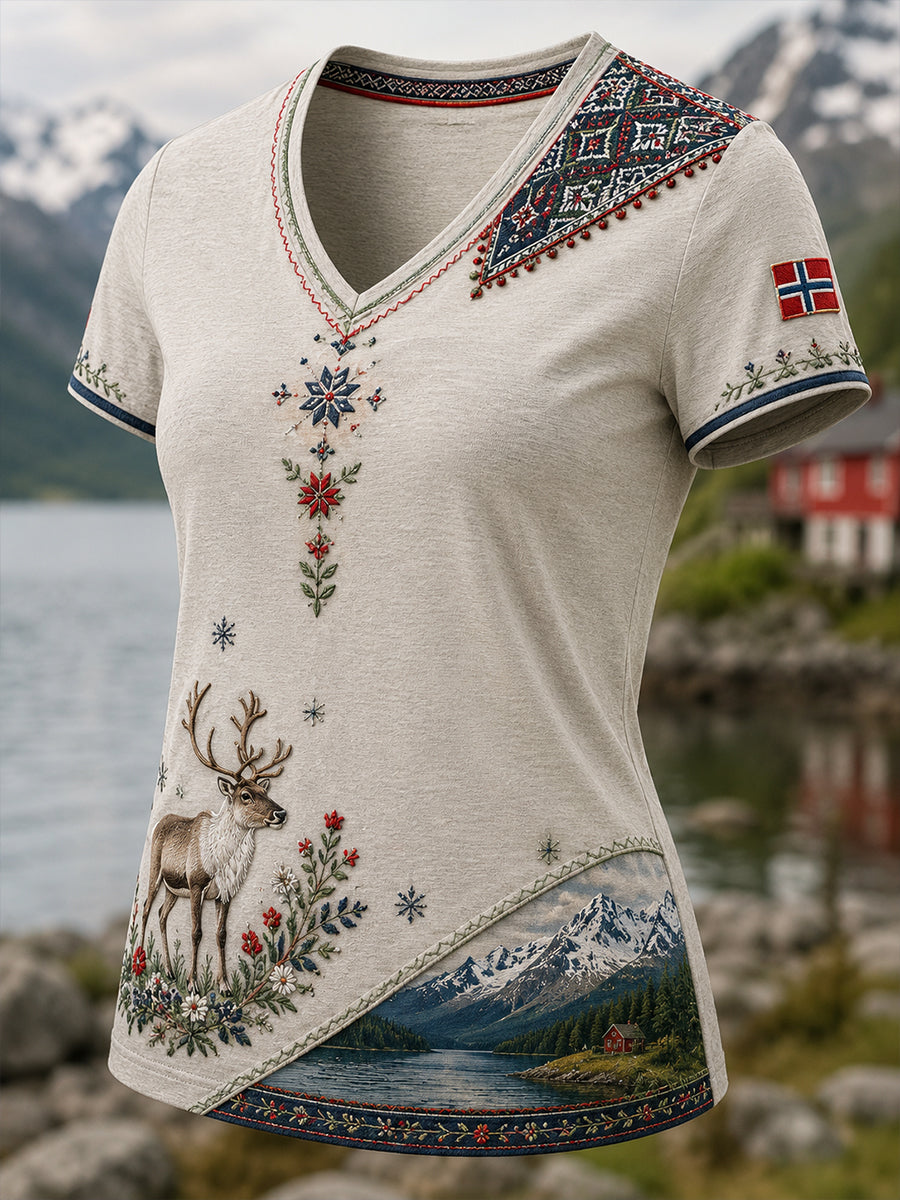 Kvinners Norsk-samisk kulturelt element kunsttrykk T-skjorte