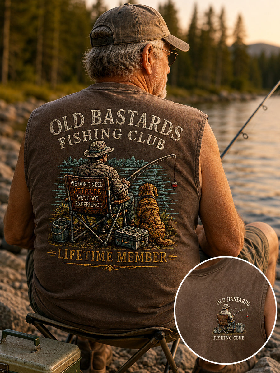 Mænds sjove gamle Bastards Fiskeriklub Livstid Medlem Print Casual Tank Toppe