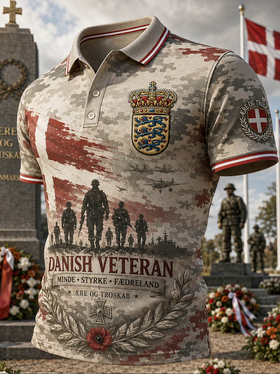 Mænds poloshirt med korte ærmer og militært camouflageprint