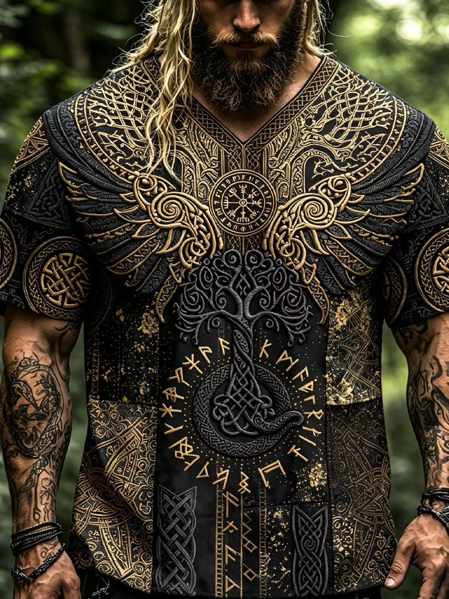 Retro vikingetids kunsttryk afslappet top