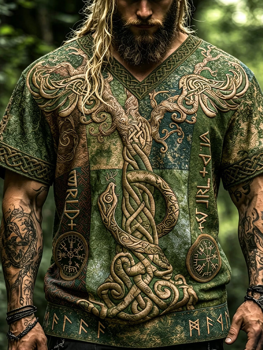 Retro vikingetids kunsttryk afslappet top