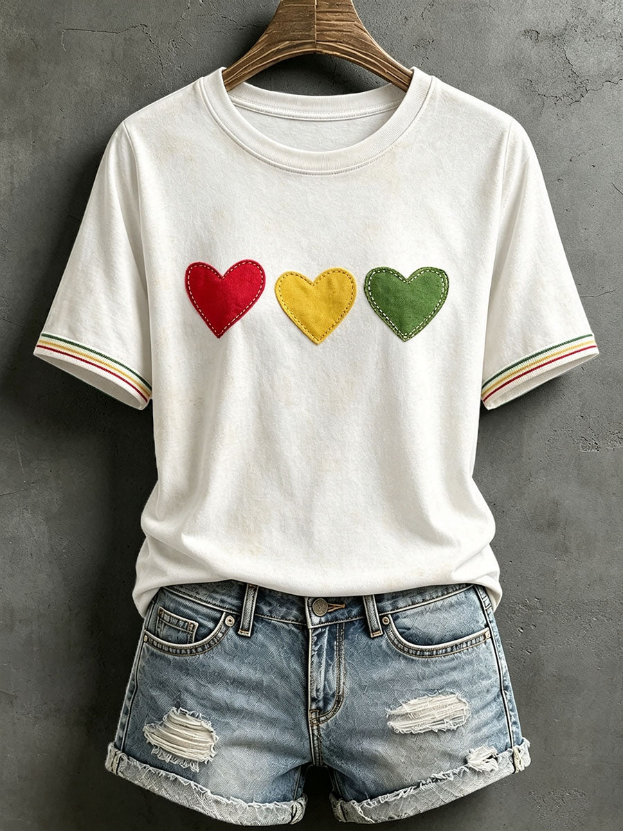 Kvinders reggae inspireret hjerte T-shirt