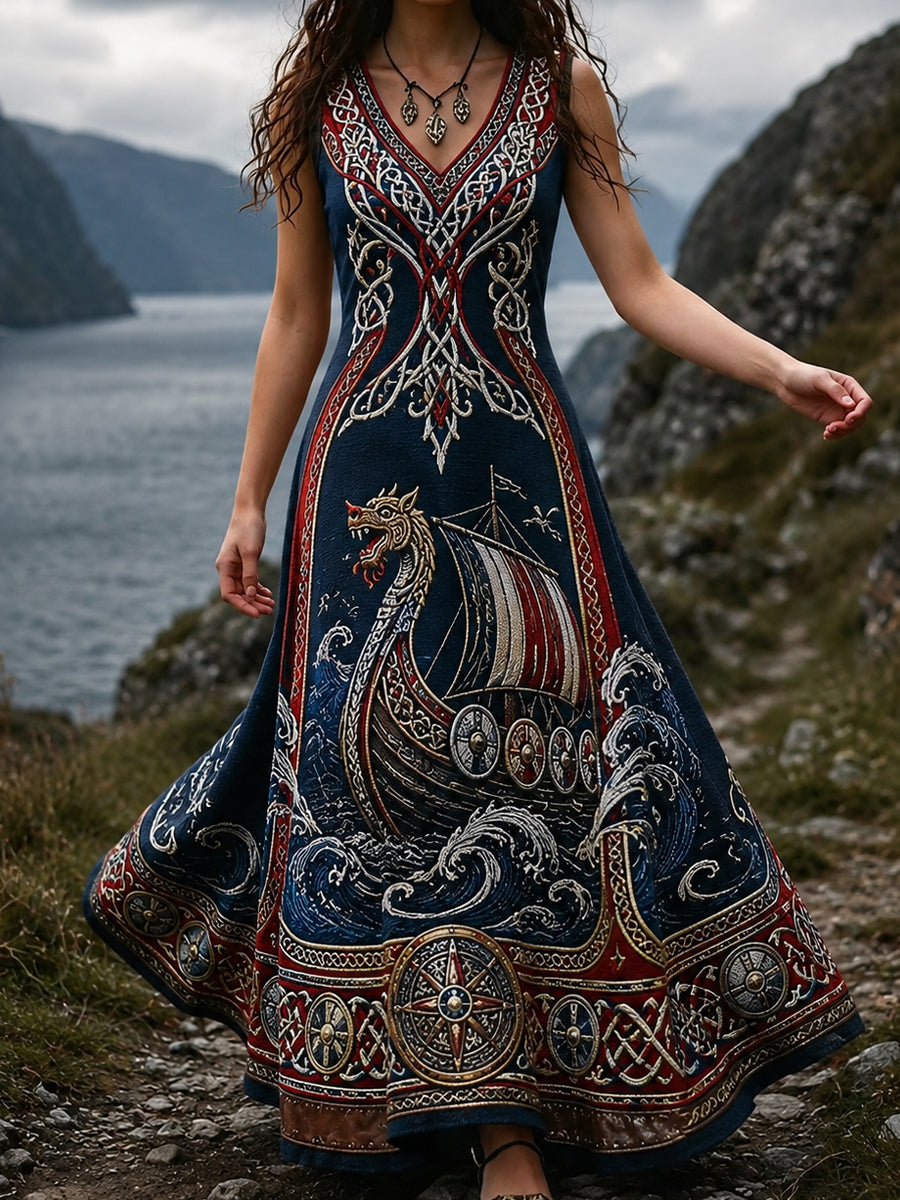 Gammel norsk viking skandinavisk kunstprint afslappet kjole