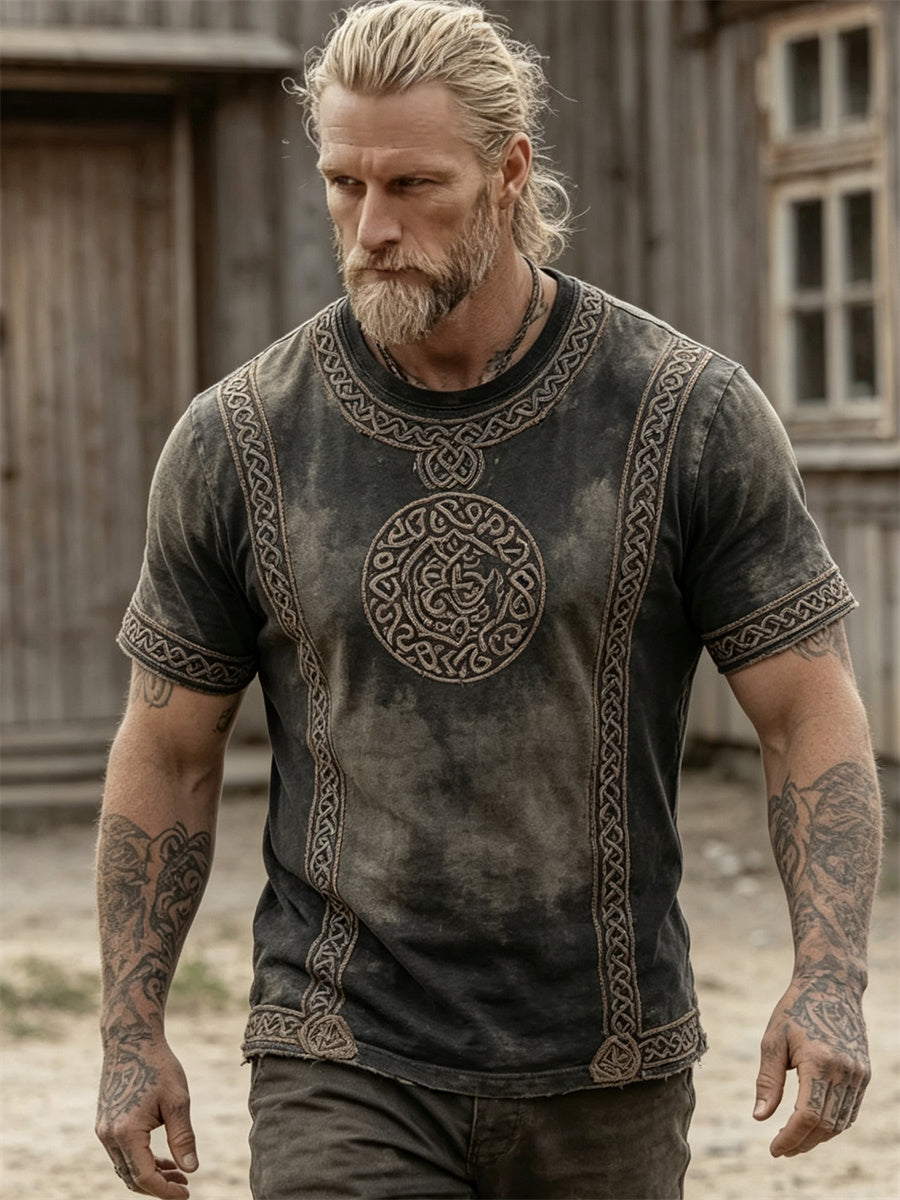 Mænds Vintage Viking Celtic Knud Print korte ærmer t-shirte