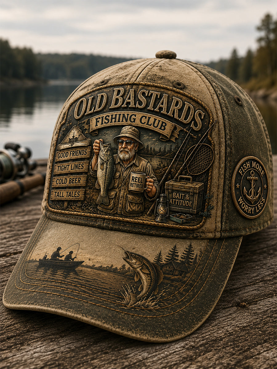Unisex Funny Gamle Bastards Fiskeriklub Livstid Medlem Print Hat