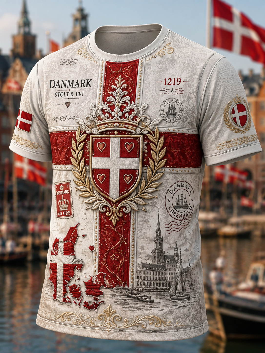 Mænds dansk Patriotisk mindehøjtidelighed Korte ærmer T-shirt