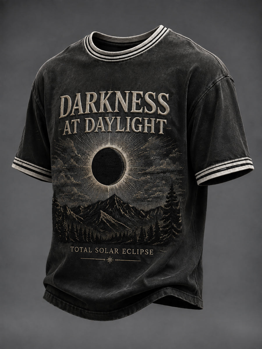 Europæisk Solar Eclipse Mænds Vintage Grafiske T-shirt