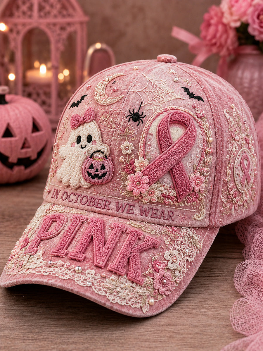 Unisex I oktober bærer vi lyserød halloween-pink spøgelseshue