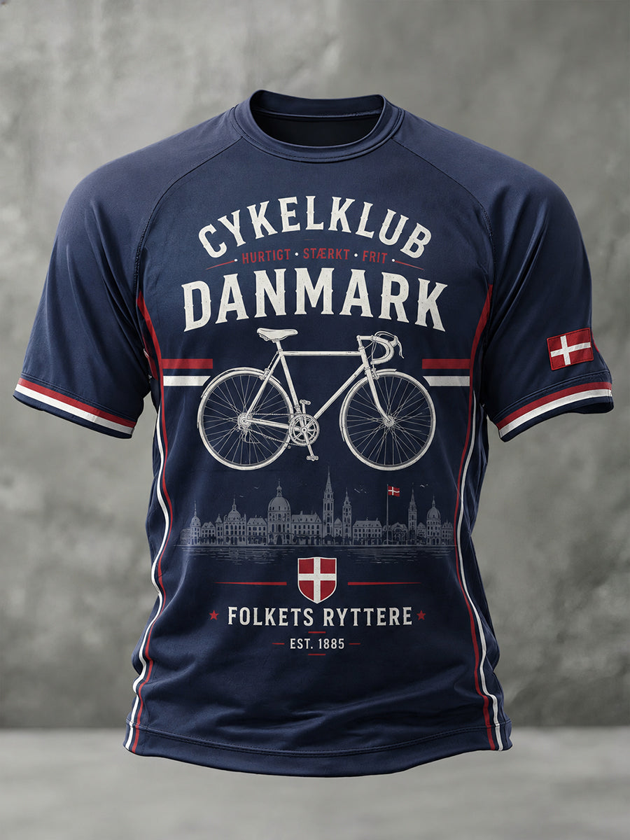 Herre T-shirt med patriotisk hyldestslogan og raglanærmer