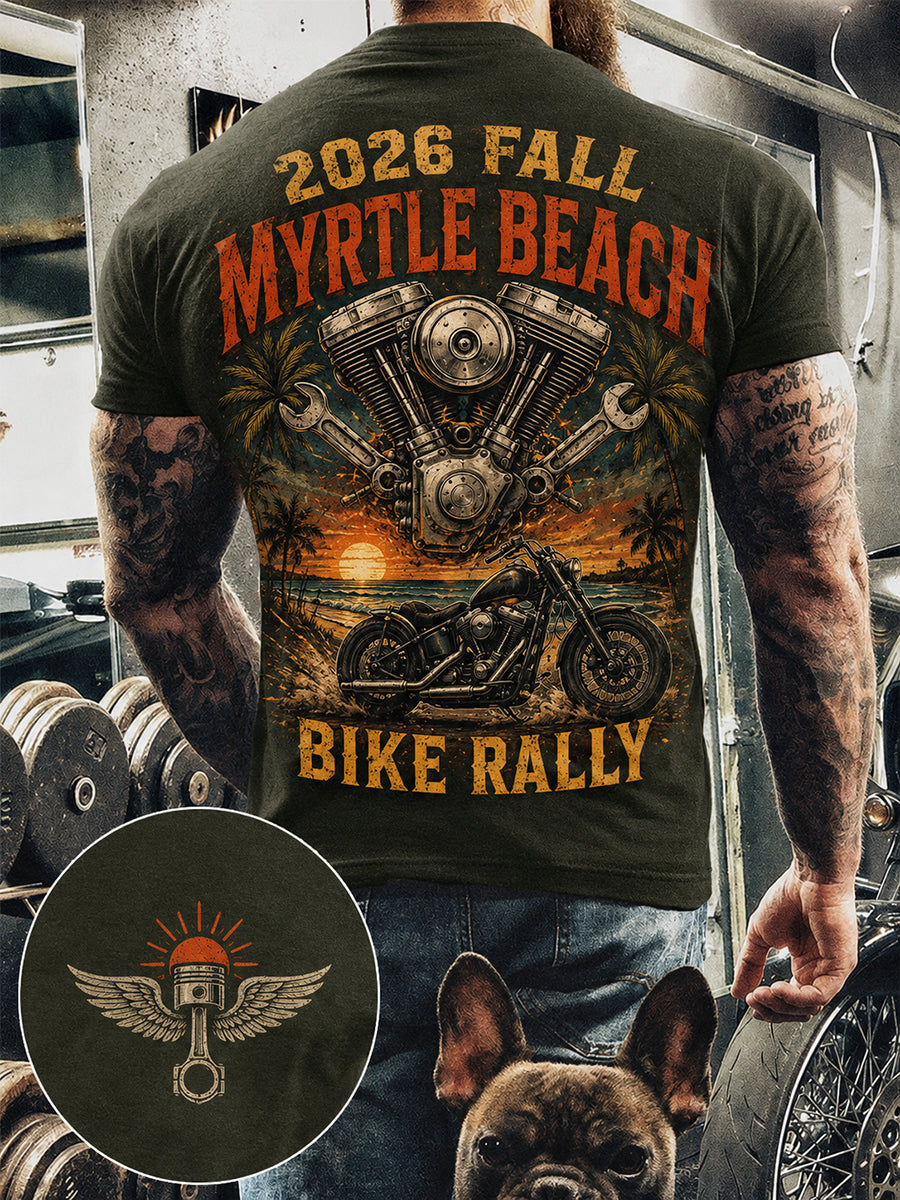 Mænds Myrtle Beach Cykel Rally Print Korte ærmer T-shirt