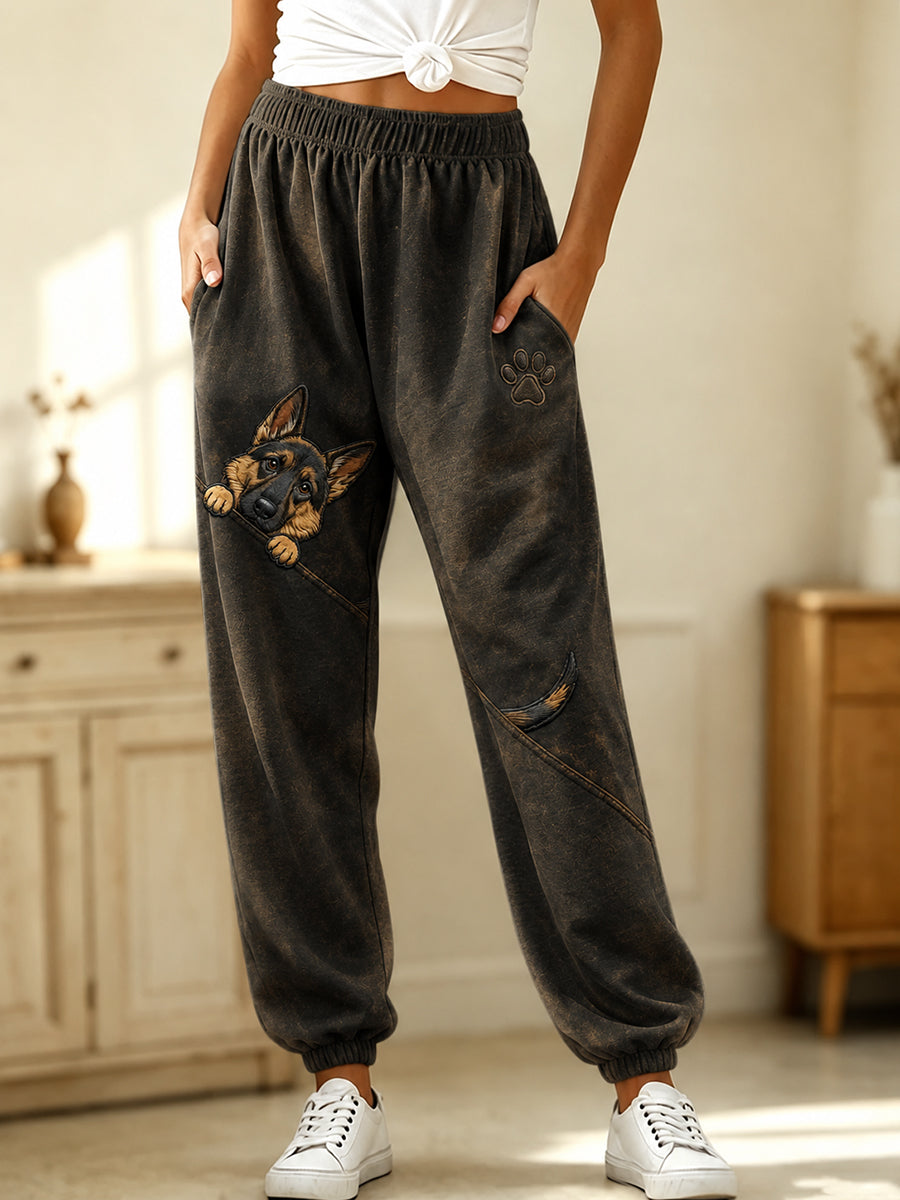 Kvinders søde kiggende tysk Shepherd med tas Print Hyggelige sweatpants