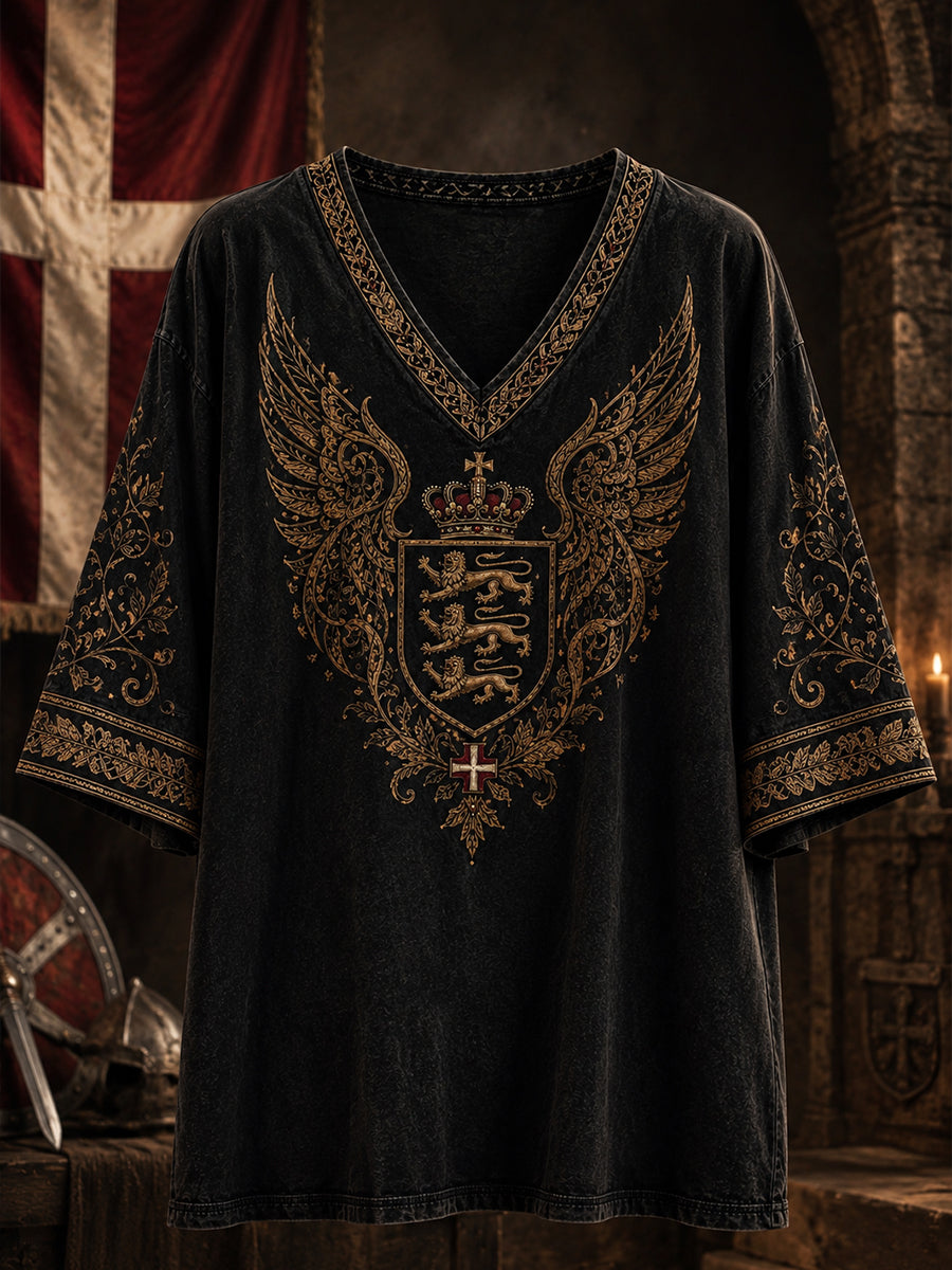 Dame-Danmark patriotisk T-shirt med V-udskæring
