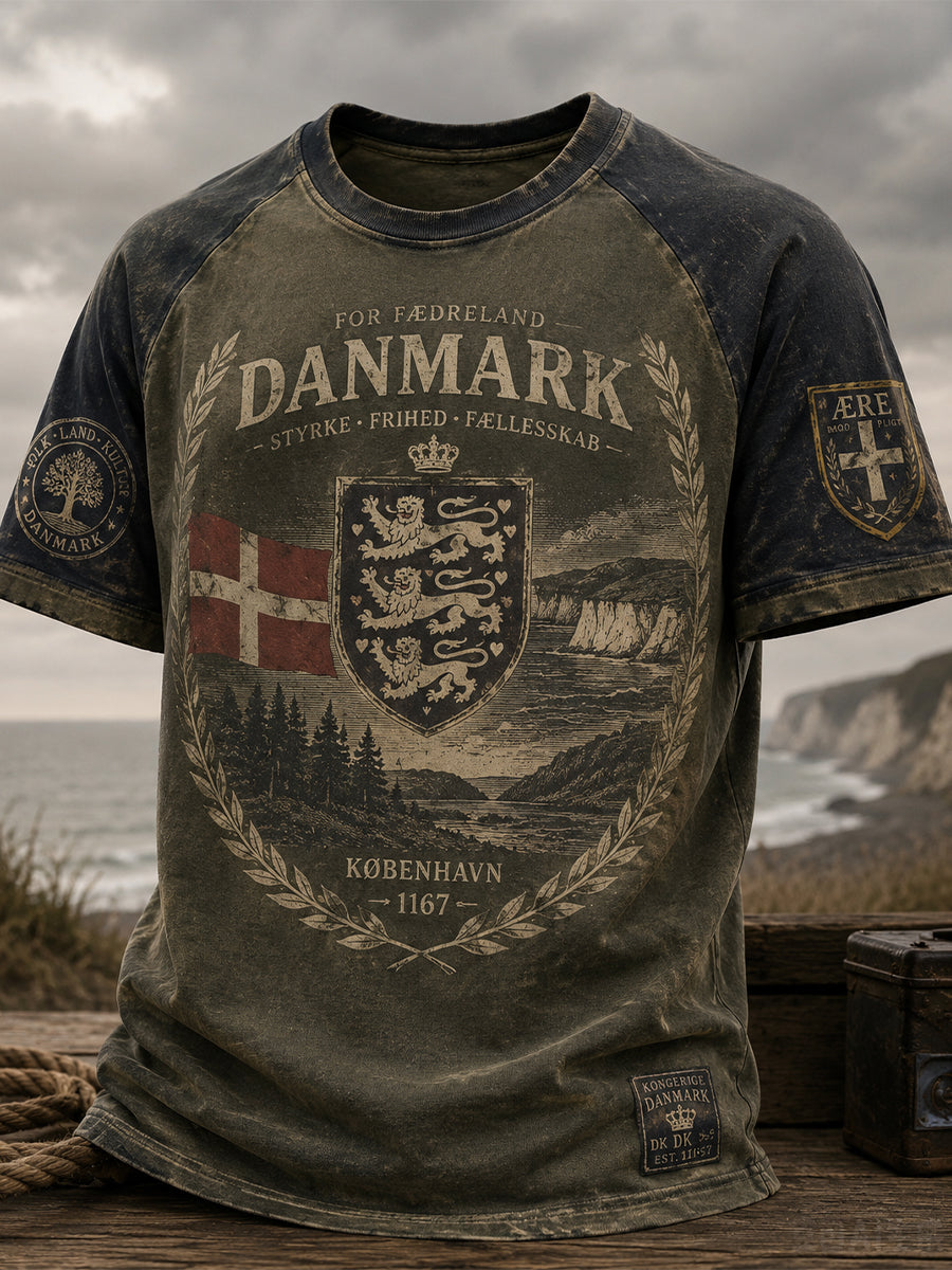 Mænds Danmark Patriotiske kortærme T-shirt