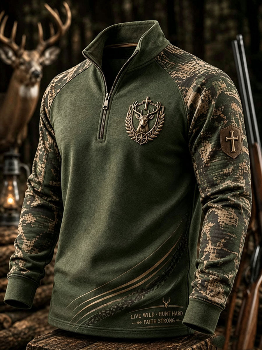 Mænds vintage traditionel vestlig sweatshirt med rensdyrmønster