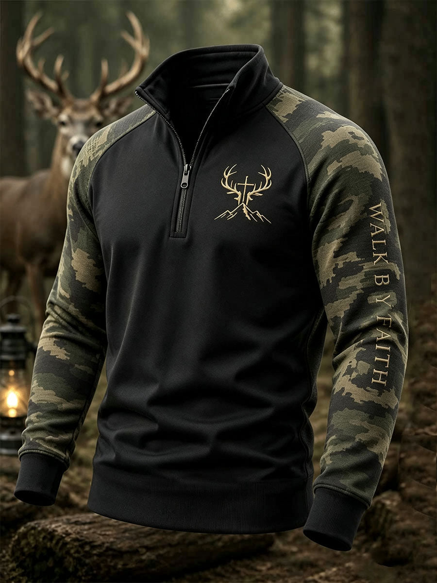 Mænds vintage traditionel vestlig sweatshirt med rensdyrmønster