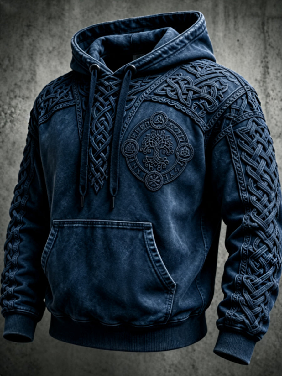 Mænds retro viking Valknut oversize hættetrøje med løse skuldre