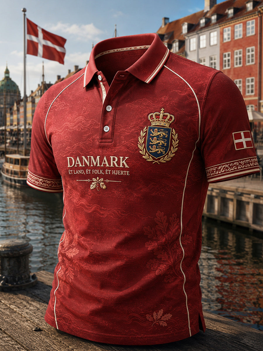 Mænds dansk Patriotisk Polo skjjorte