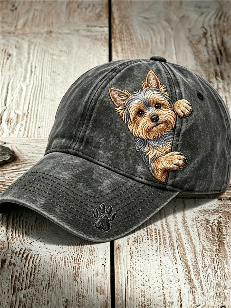 Unisex Funny Peeking Yorkshire Dog & Paw Capt