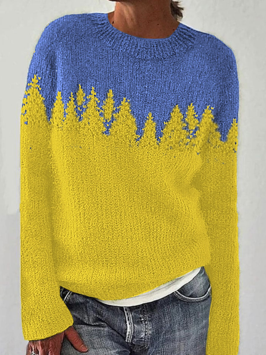Kvindernes islandske sweater med rund hals, løs pasform og pullover-stil