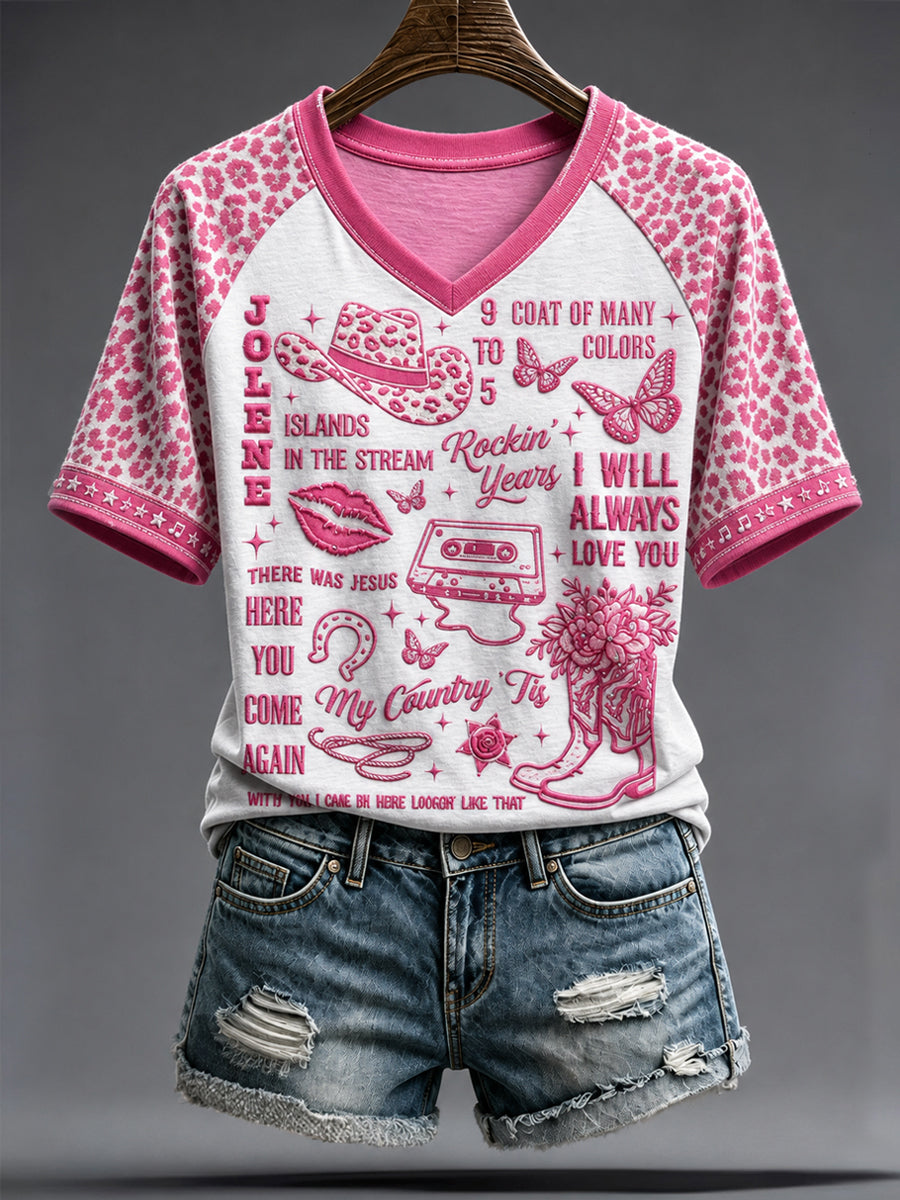 Dame-T-shirt med print af countrymusikelskerinden og countrydronningen