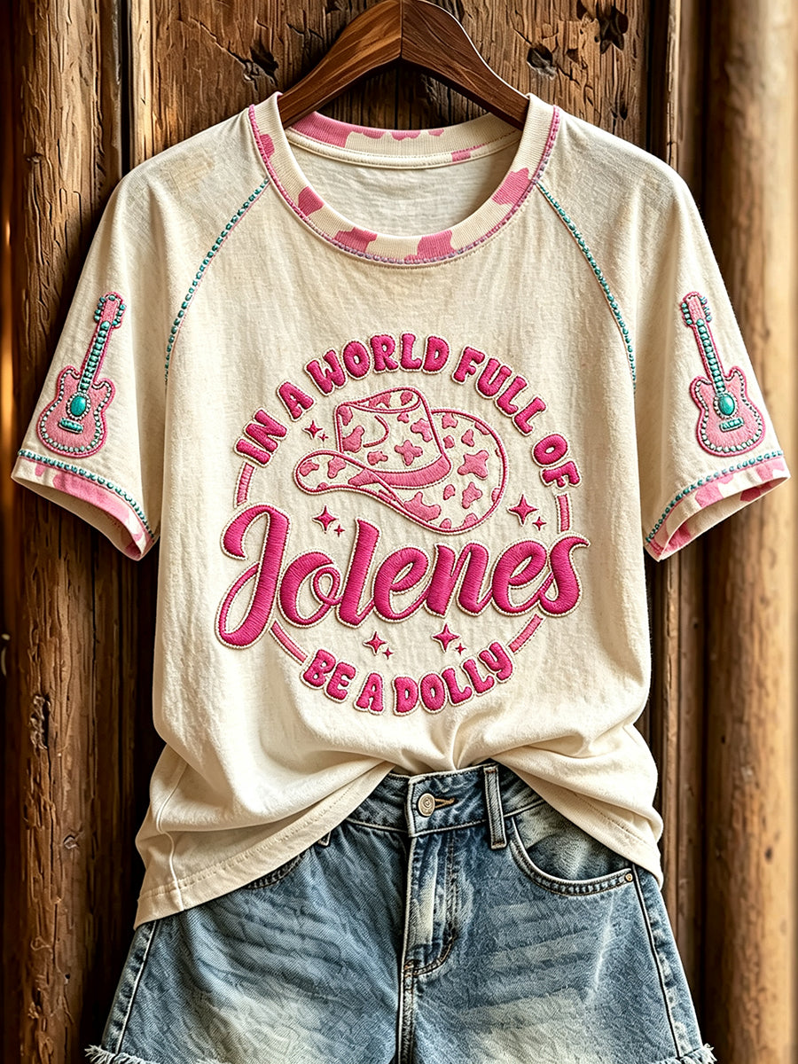 Dameklassiker countrymusikinspireret print hæders-T-shirt med korte ærmer