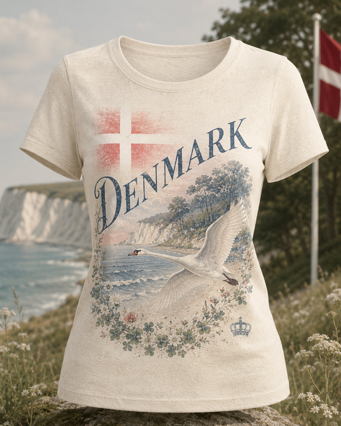 Kvinders danske Patriotiske Kortærme T-shirt