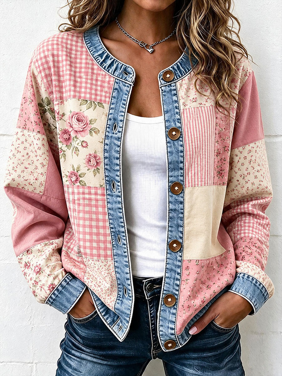 Kvinders Vintage Patchwork kunst Cardigan