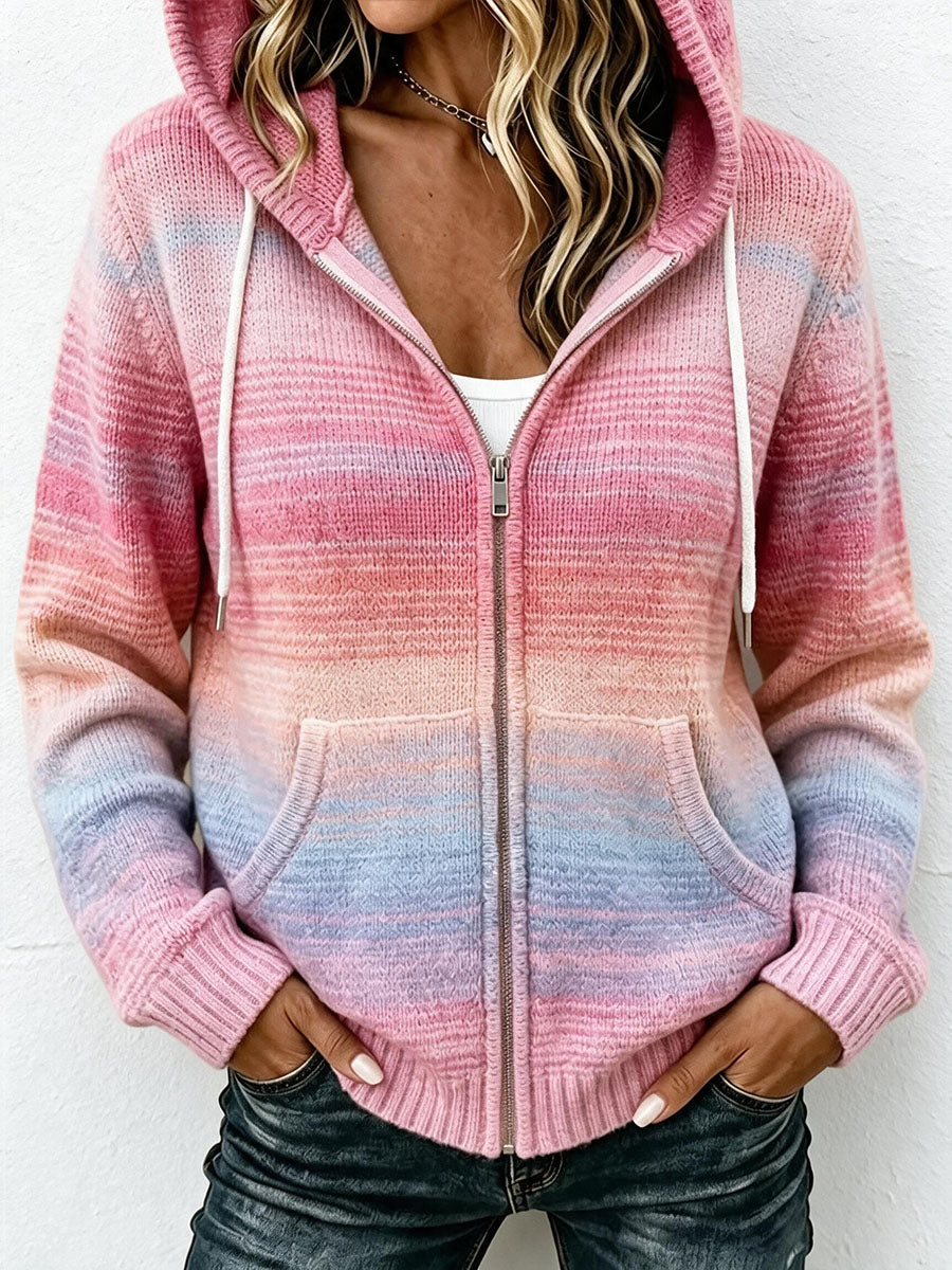 Kvinders Vintage Strik Hætte Cardigan