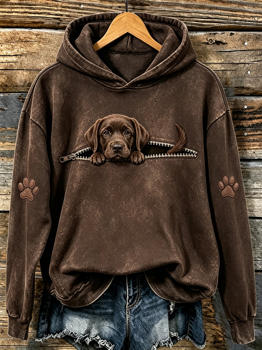 Kvinders søde kiggende chokolade Labrador Retriever & Paws Print hættefuld sweatshirt