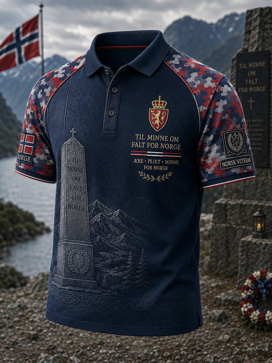 Menns norske militærreise kunstprint Polo skjorte