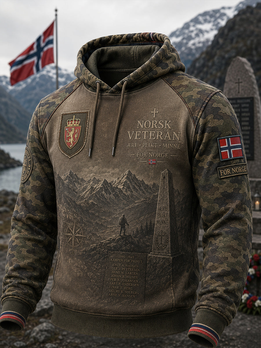 Mannens norske militære reise oversized hettegenser med fallskuldrer og lommer