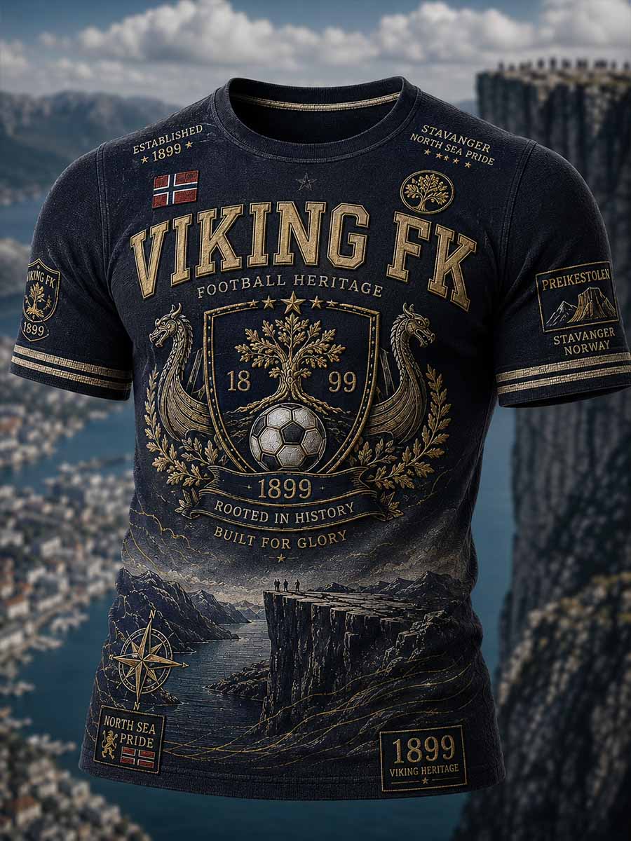Vikinga FK-mønsterelement for menn Skriv ut T-shirt