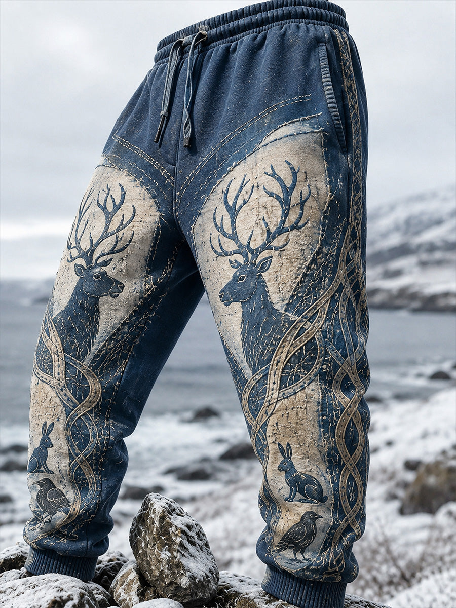 Retro Nordic Art-Print Casual Behagelige Sweatpants
