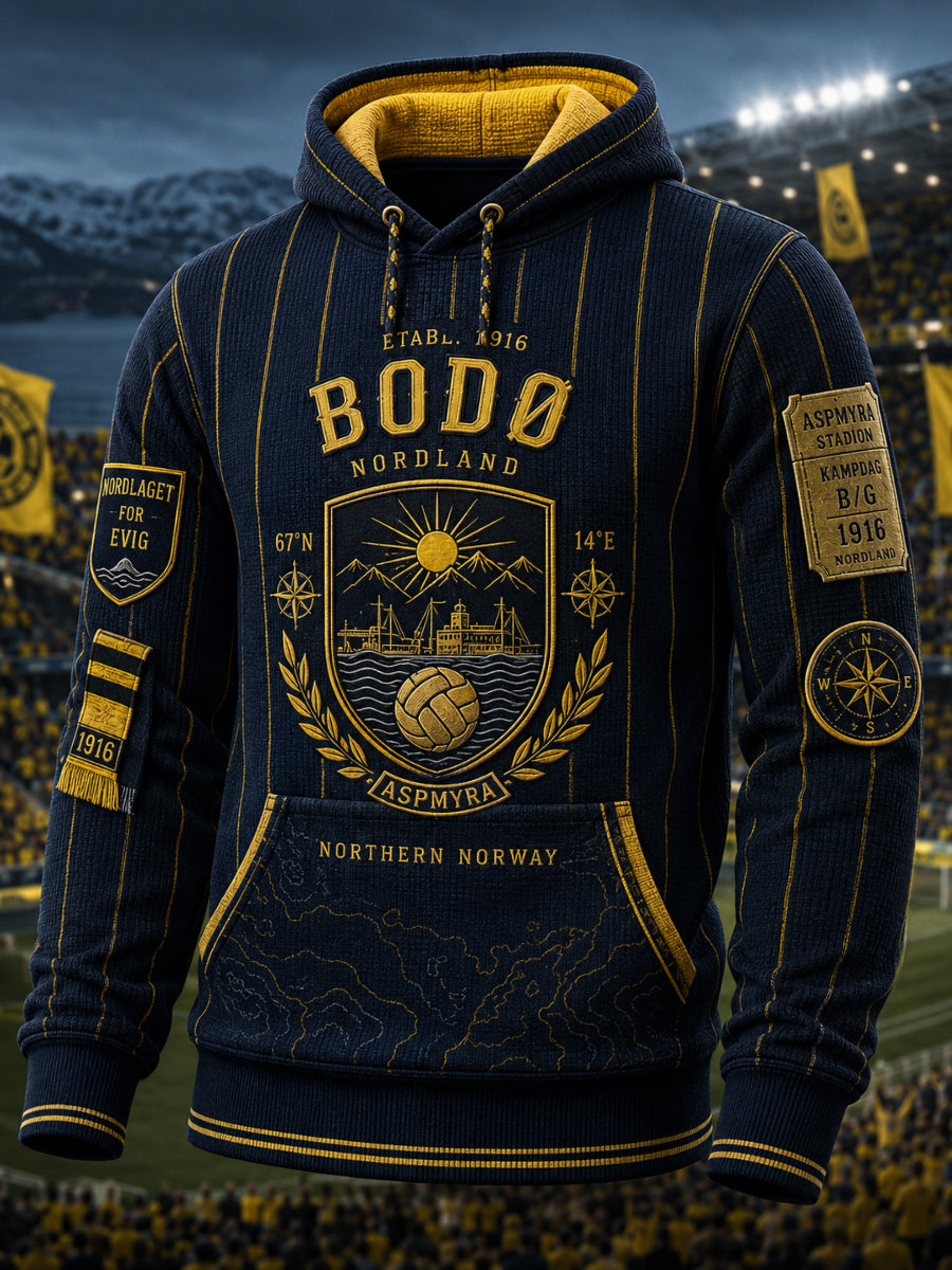 Mænds norsk fodbold Bodø/Glimt Fans elskere overdimensioneret drop-Shoulder Hoodie med lommer