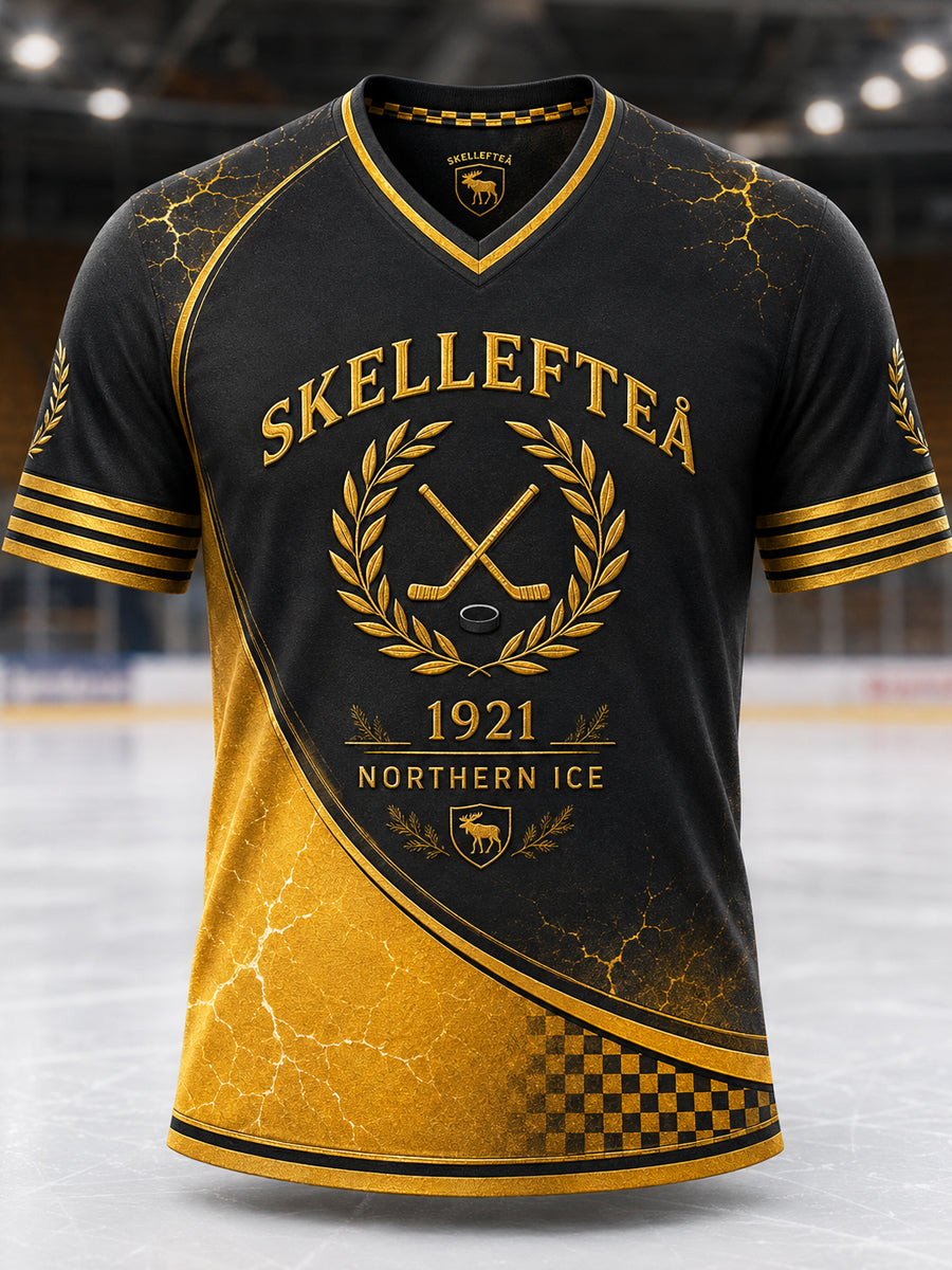 Herrskjorta med tryckt vintagemode från Skellefteå AIK, löst sittande kortärmad t-shirt