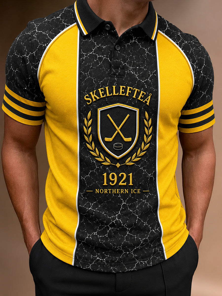 Herrpolotröja med tryckt logga från Skellefteå AIK, avslappnad modell med korta ärmarna
