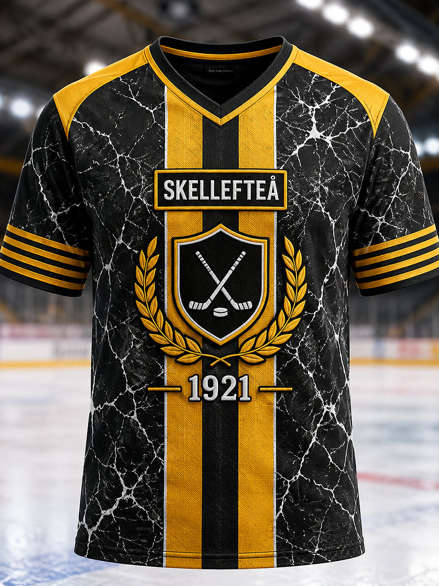 Herrskjorta med tryckt vintagemode från Skellefteå AIK, löst sittande kortärmad t-shirt