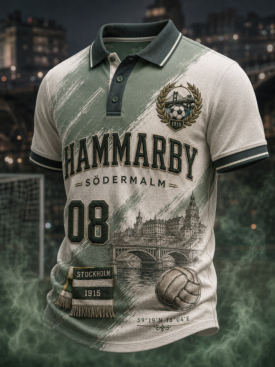 Herrarnas svenska fotbollströja för Hammarby-supportrar med korta ärmarna