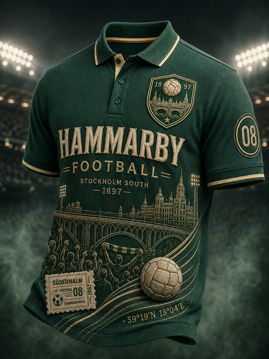 Herrarnas svenska fotbollströja för Hammarby-supportrar med korta ärmarna