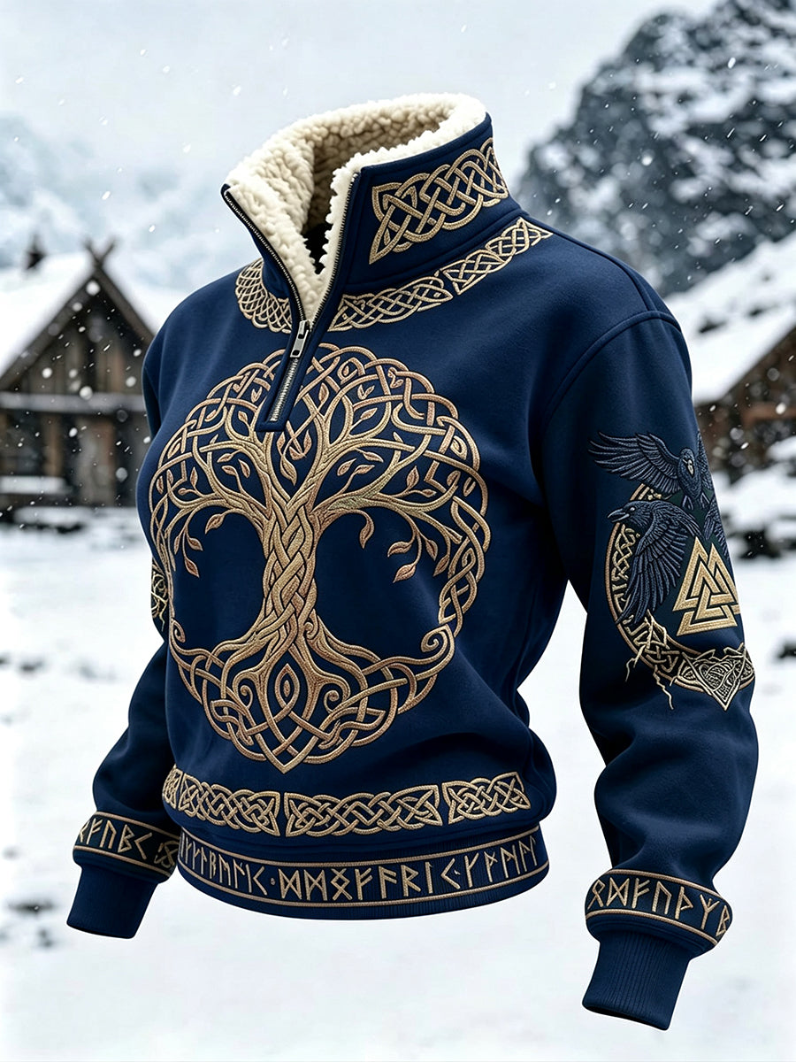 Kvinders vintage viking livets træ keltisk print pelskrave top