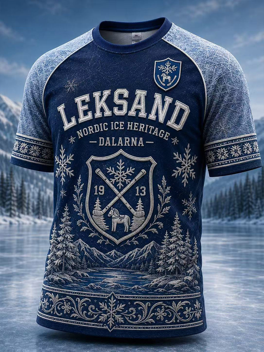 Herrligan Svensk ishockey Leksands IF Fans Älskare T-shirt med korta ärmarna