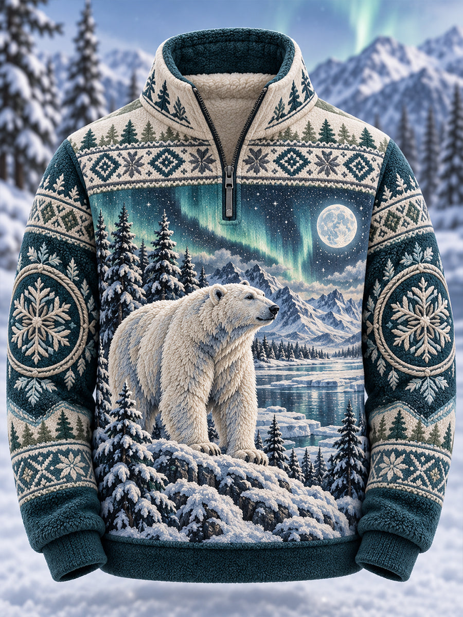 Mænds nordiske skovdyr flannelsweater