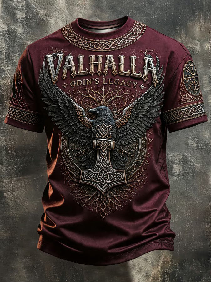 Mænds vikingetrykt t-shirt