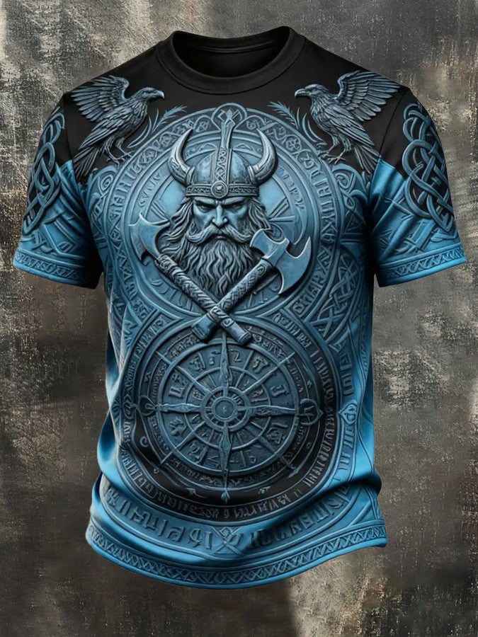 Mænds vikingetrykt t-shirt
